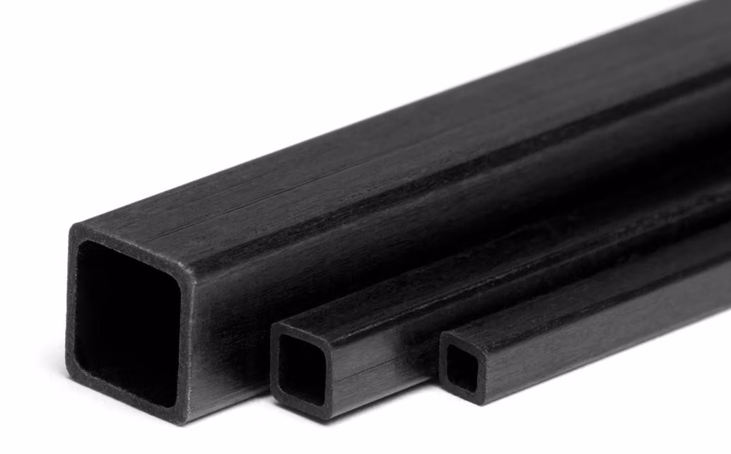Profilo in fibra di carbonio cavo, 4x4/3x3 mm, lunghezza 1 metro