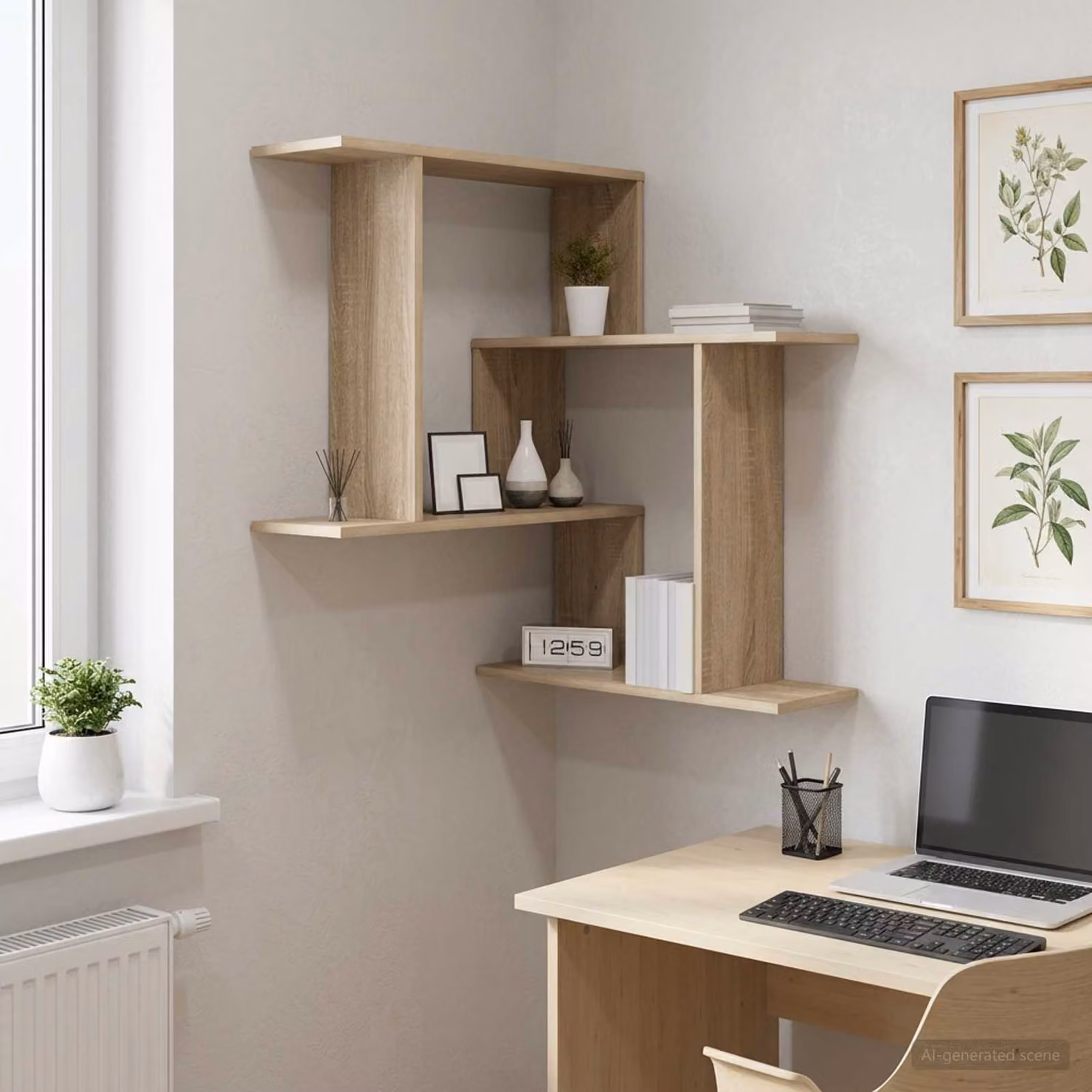 Scaffale da parete moderno vidaXL in Rovere Sonoma, L 67 cm x P 67 cm x H 87 cm