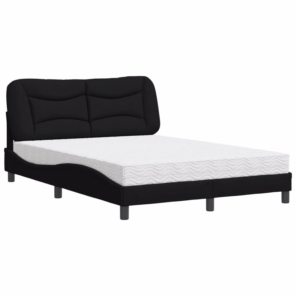 Letto con Materasso Hvar Nero 120x200 cm in Tessuto
