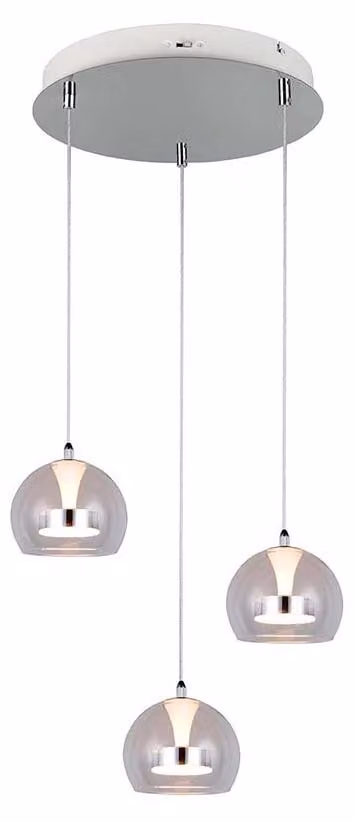 Lampada a sospensione LED, CCT, colore cromo, interruttore-dimmer, P 42 cm