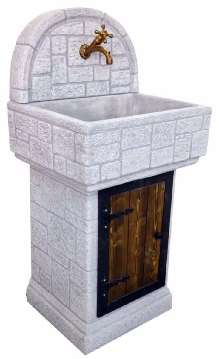 Casa Padrino Lavandino da giardino in stile liberty grigio antico h. 120 cm