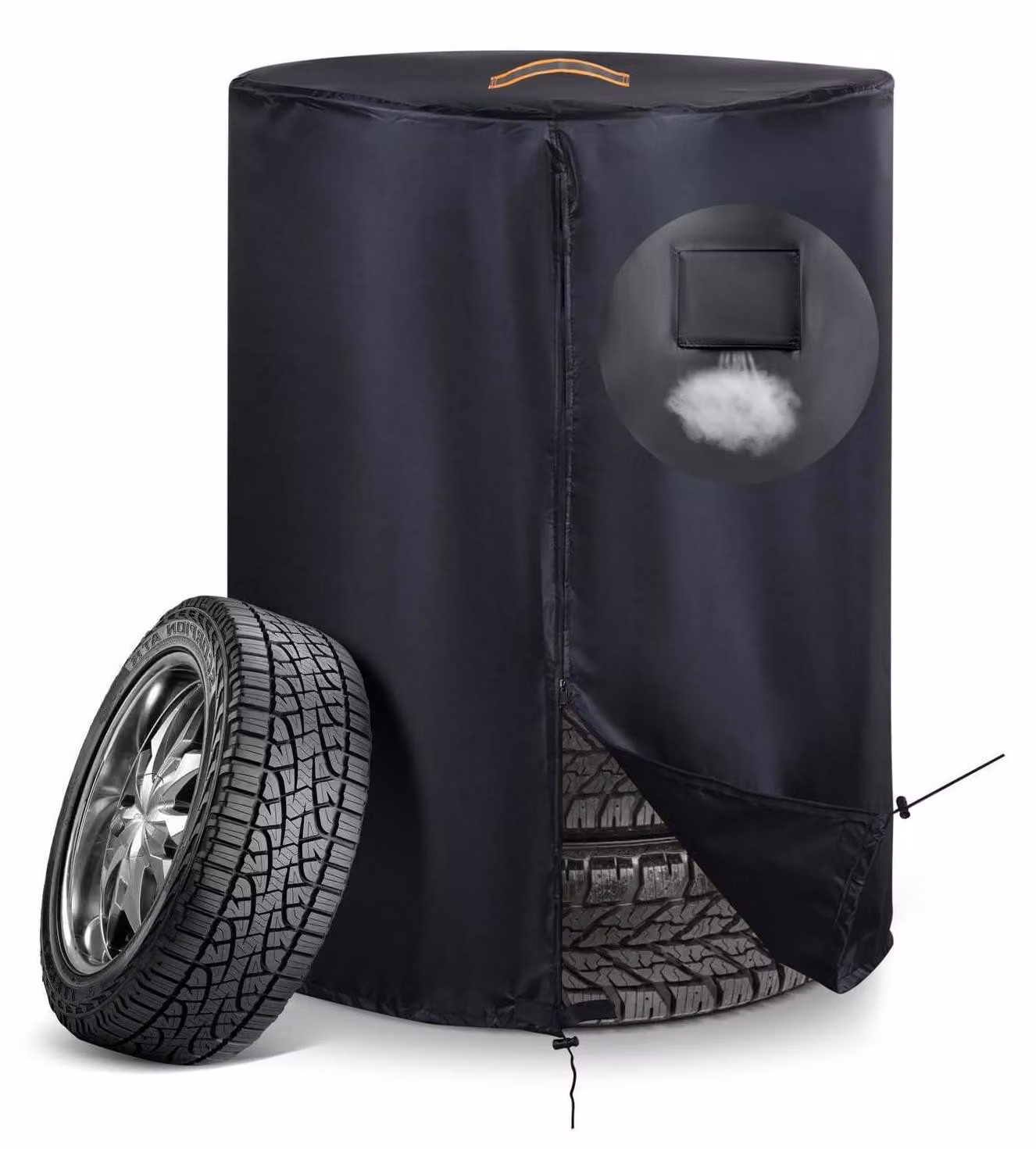 Copertura per pneumatici in tessuto 420D, impermeabile, con cerniera e strisce riflettenti, colore nero, universale, adatta a pneumatici fino a 81 cm di diametro
