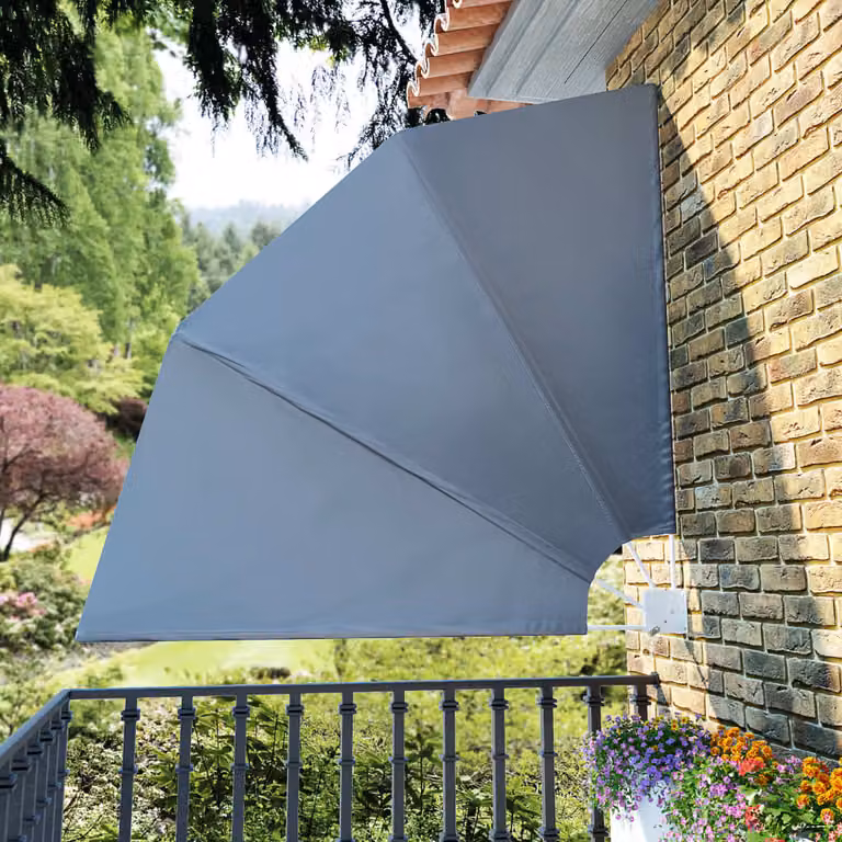 The Living Store Ventilatore da balcone pieghevole grigio 210×210 cm