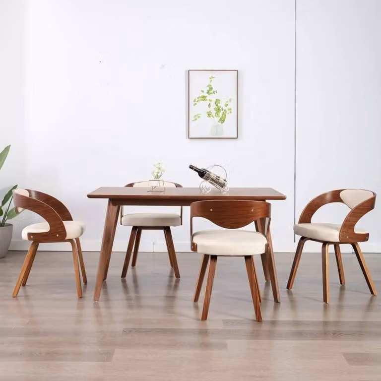 vidaXL Set di 4 sedie da sala da pranzo con braccioli, sedia da sala da pranzo, sedia da cucina, struttura in legno, sedia per sala da pranzo, cucina, in Similcuoio bentwood crema