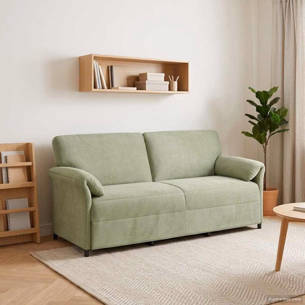 Divano 3-Persone vidaXL in Velluto Verde con Cuscini, Design Moderno e Lineare, L: 198 cm, P: 83 cm, H: 95 cm