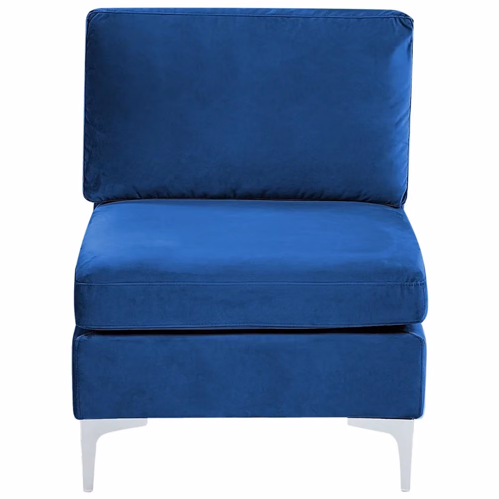 Modulo divano singolo Beliani in velluto blu con gambe in metallo argento stile glamour – 2
