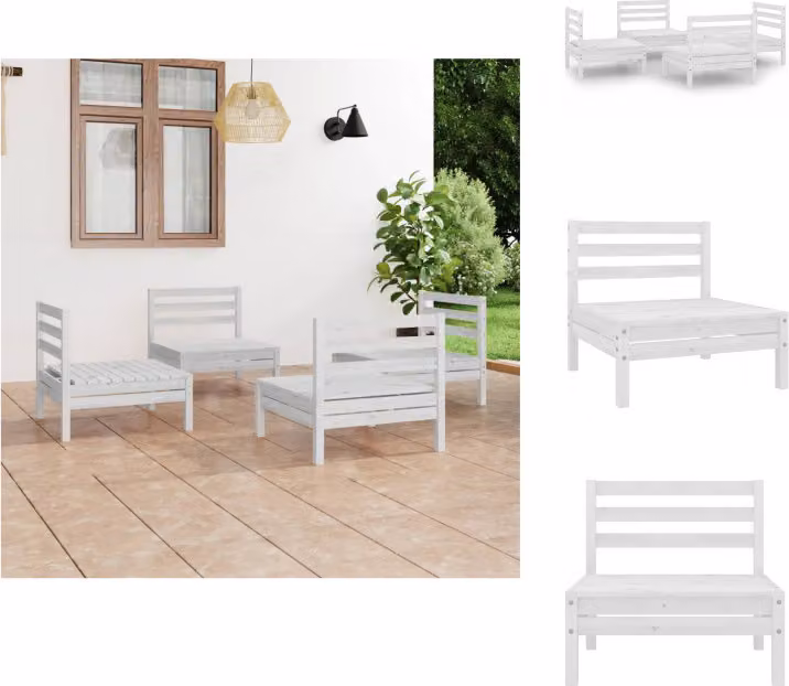 vidaXL Set da salotto da giardino 4 pezzi in pino massiccio bianco - Set di mobili da giardino