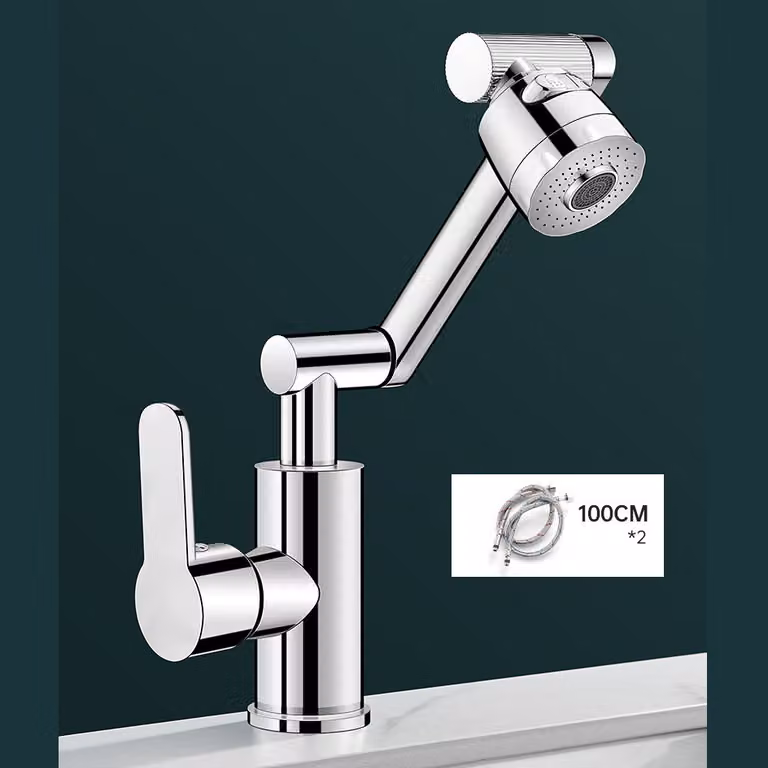 Miscelatore da lavabo ZELURXX, orientabile in tre dimensioni con angoli multipli, regolabile in altezza, utilizzabile in cucina, bagno, balcone, diametro 4 cm