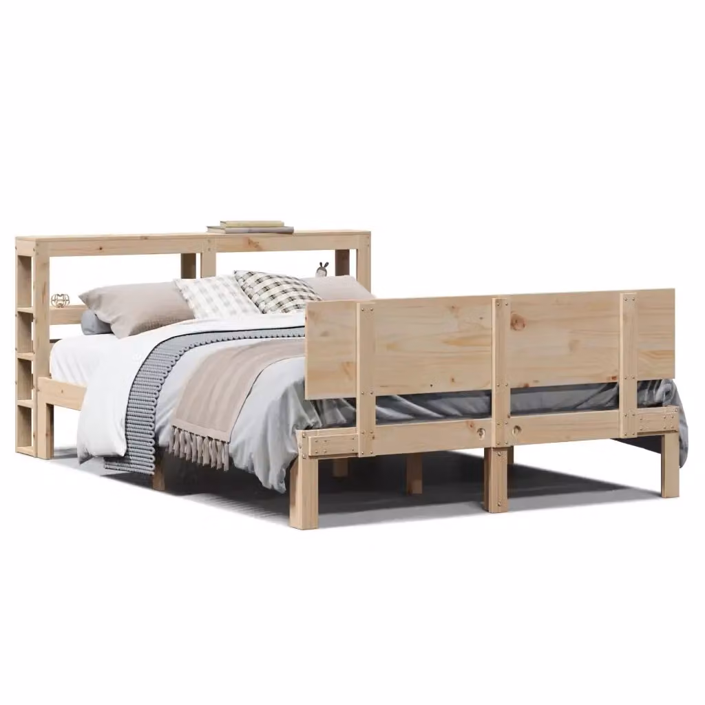 Letto con Testiera in Legno Massello di Pino Marrone VIDAXL L/P/H: 120 x 200 cm – 2