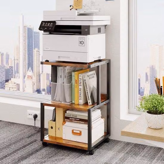 Azomor® Tavolino portaoggetti mobile a 3 ripiani con rotelle, per la casa e l'ufficio