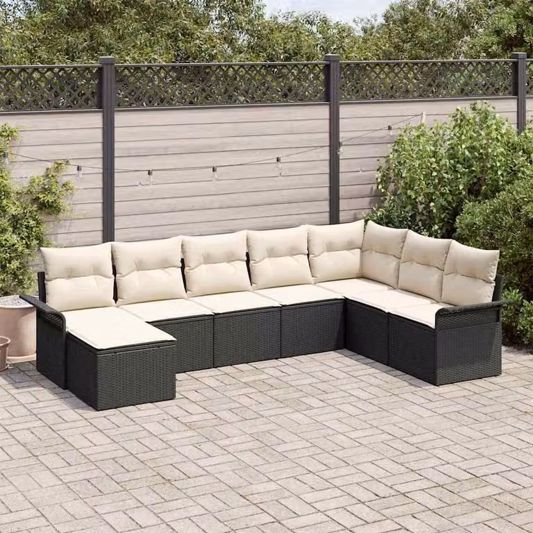 Maison Exclusive - Set Divano da Giardino con cuscino 8 pcs Nero Poly Rattan