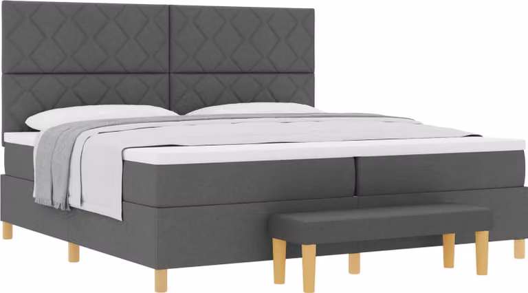Letto a molle con materasso grigio scuro 200 x 200 cm in tessuto