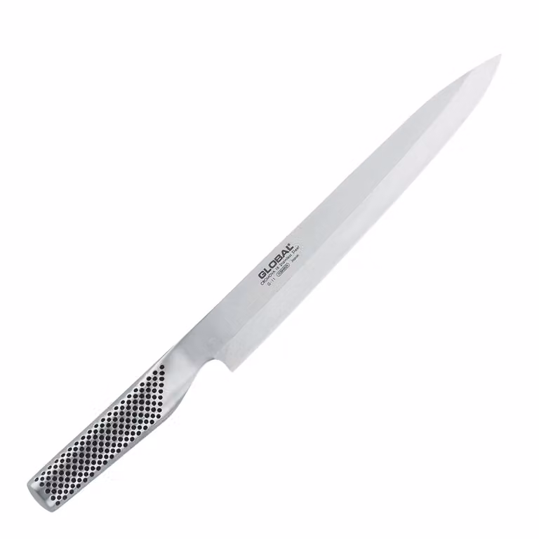 Coltello Yanagi Sashimi affilatura asimmetrica cm 25 serie G di Global per mancini