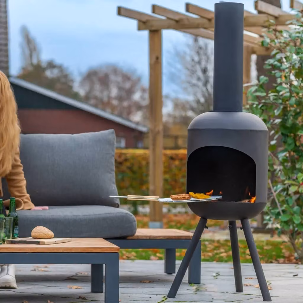 Caminetto da giardino RedFire con griglia BBQ Fuego Large Nero