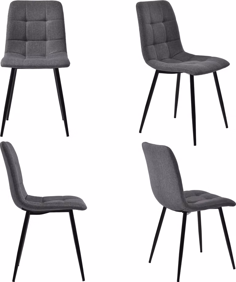 Flieks sedie imbottite da pranzo con schienale, sedie da cucina con seduta in lino, set di 4 sedie da soggiorno con gambe in metallo