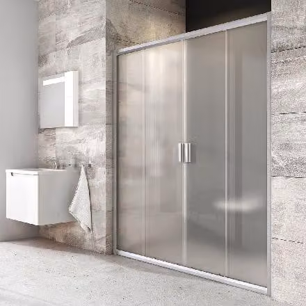 Ravak Blix - Porta doccia a quattro elementi BLDP4-170, 1670-1710 mm, satinato/vetro Grape 0YVV0U00ZG