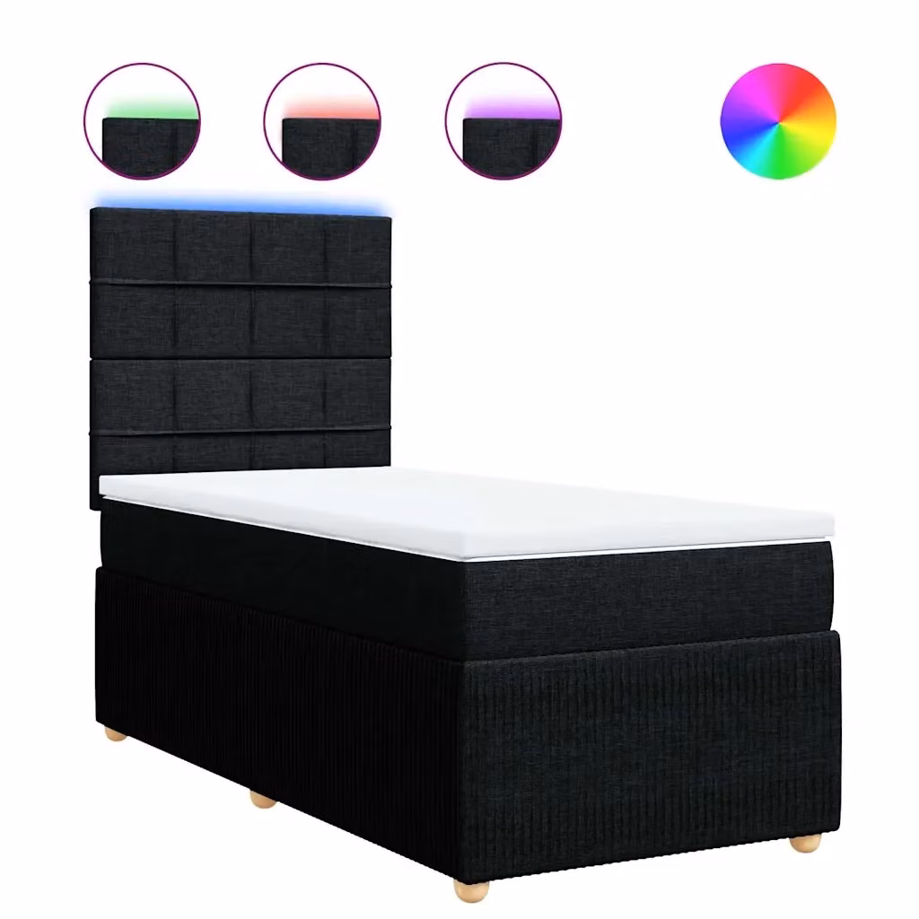 Letto Ibrido Moderno vidaXL con Materasso in Tessuto Nero e Bianco L/P: 100 x 200 cm – 2