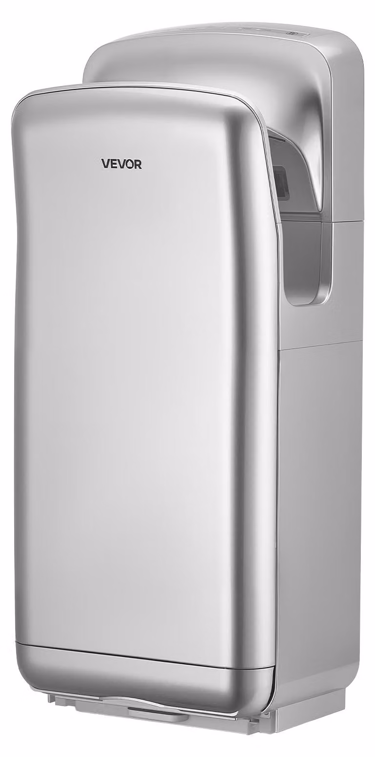 Asciugamani verticale VEVOR, asciugamani elettrico a getto con filtro HEPA, motore da 19.000 giri/min e doppio flusso d'aria, asciugamani automatico con sensore di presenza (ABS) e ioni negativi, per montaggio a parete, uso commerciale, colore argento