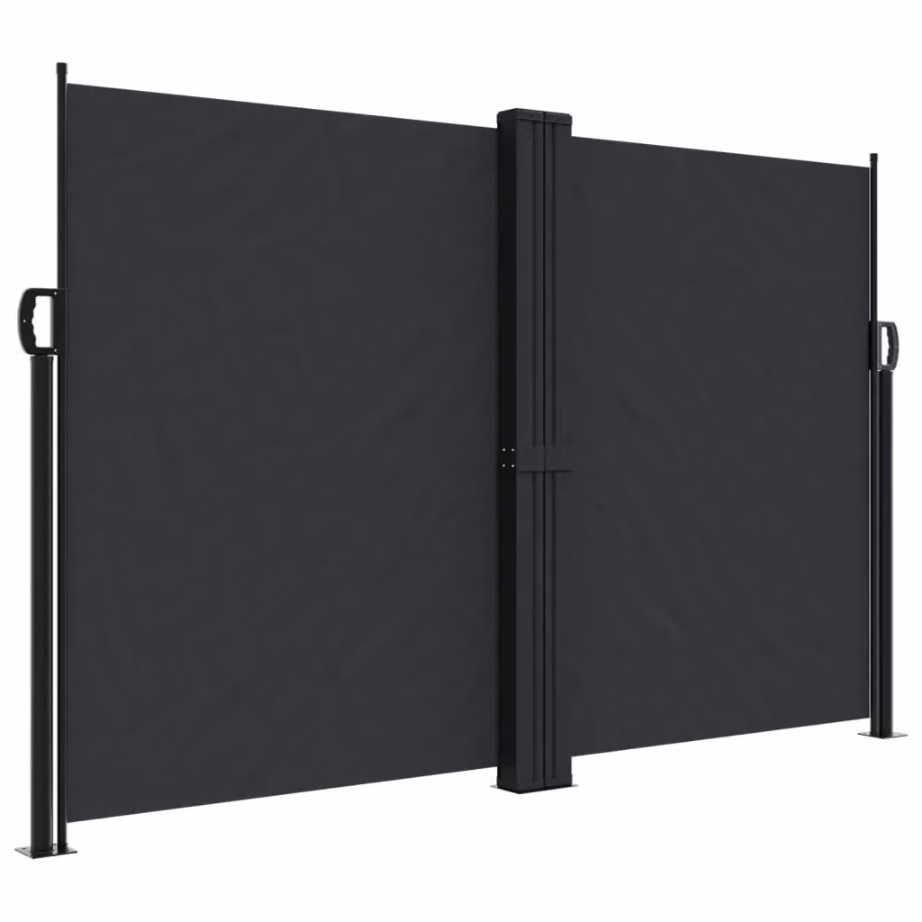Tenda da Sole Laterale Retrattile vidaXL in Poliestere e Acciaio, Colore Nero, L: 600 cm, H: 160 cm – 2