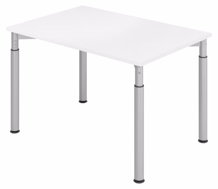 bümö Scrivania Serie-Y - Decorazione: bianco, struttura: argento, dimensioni: 120 x 80 cm