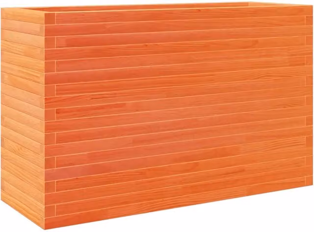 Fioriera | Cassetta per fiori | Vaso Giardino Marrone Cera 110x40x68,5 Legno Massello Pino