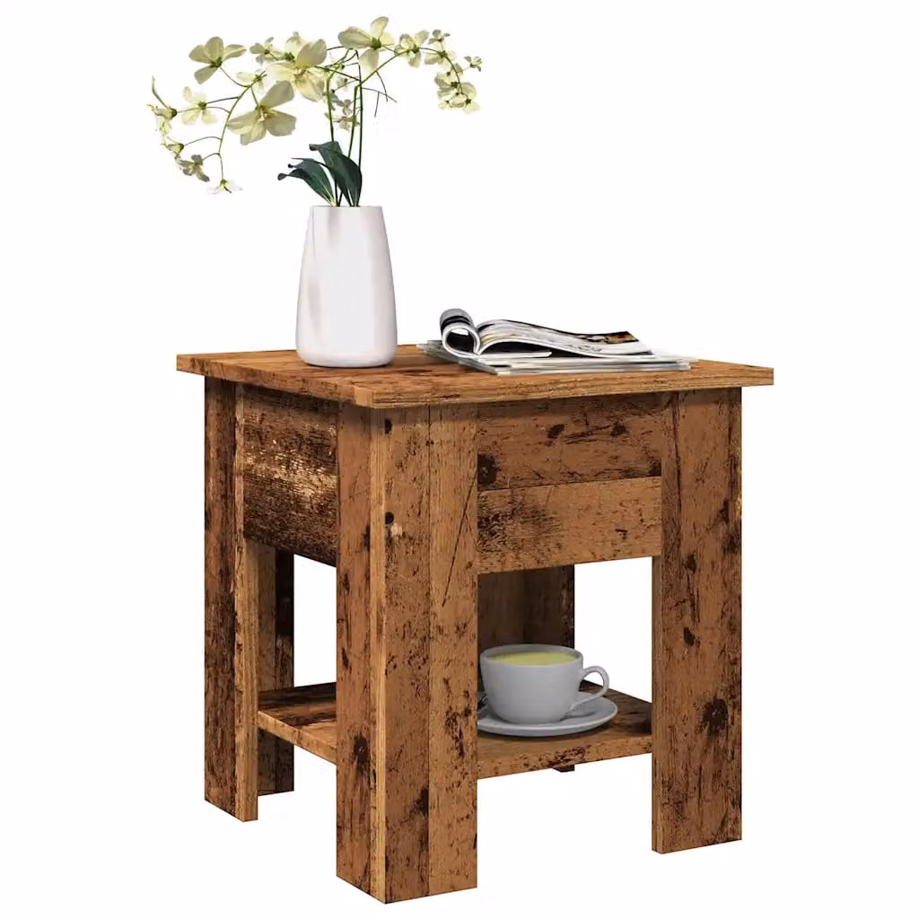 vidaXL Tavolino da Salotto Quadrato in Legno Antico Marrone L/P/H: 40 x 40 x 42 cm
