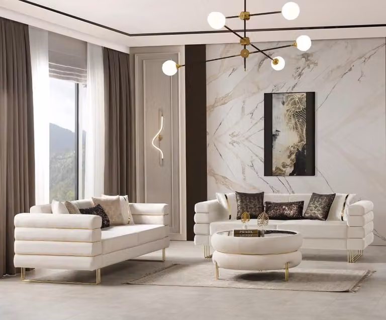 Wohnzimmer 2x 3-Sitzer Sofas Luxuriöse Weiß Polster Couchen Sitzmöbel