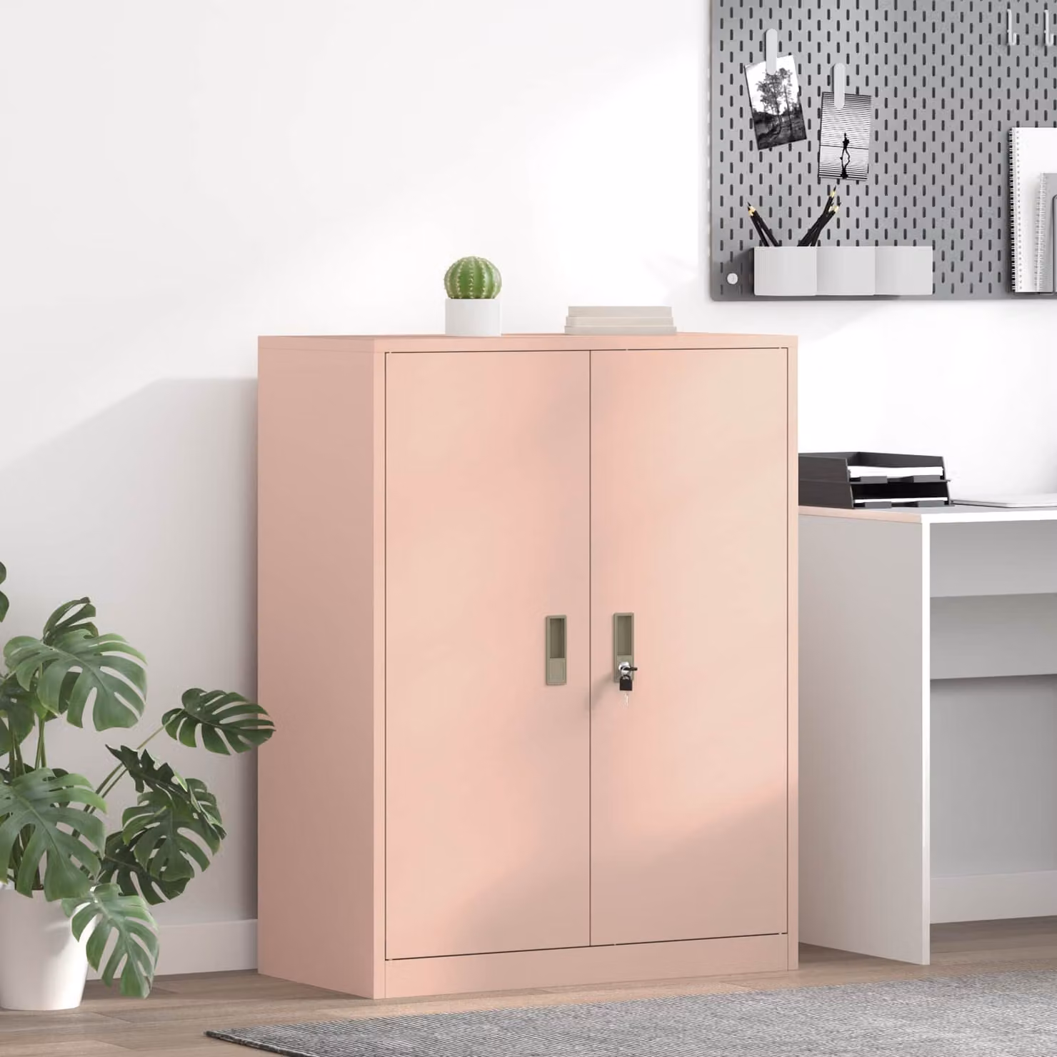 Armadio in metallo vidaXL con ante a battente rosa opaco L: 80 cm, P: 40 cm, H: 105 cm
