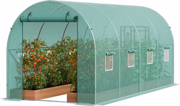 Serra a tunnel Serra fredda Casa del pomodoro 445x194x192 cm - Telaio rinforzato - Copertura in PE - Design walk-in - Sistema di ventilazione per una coltivazione ottimale delle piante