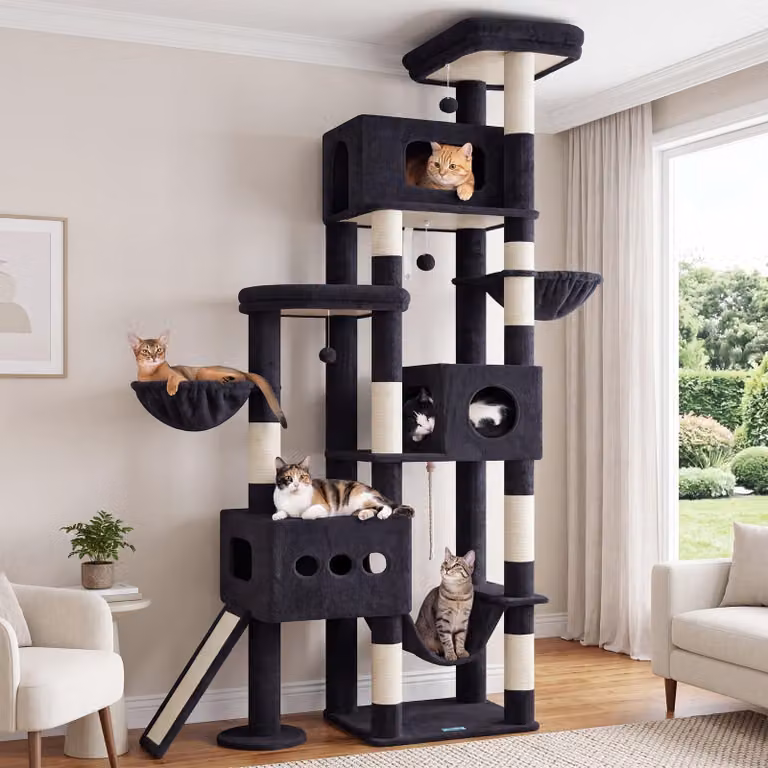 Albero per gatti Kratzbaum XXL, altezza 225 cm, con 3 rifugi
