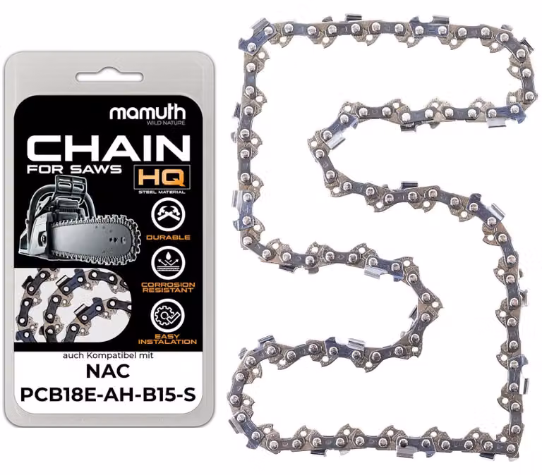 Catena per motosega, 20 cm, 1,1 mm, passo 3/8", 33TG, compatibile con NAC PCB18E-AH-B15-S