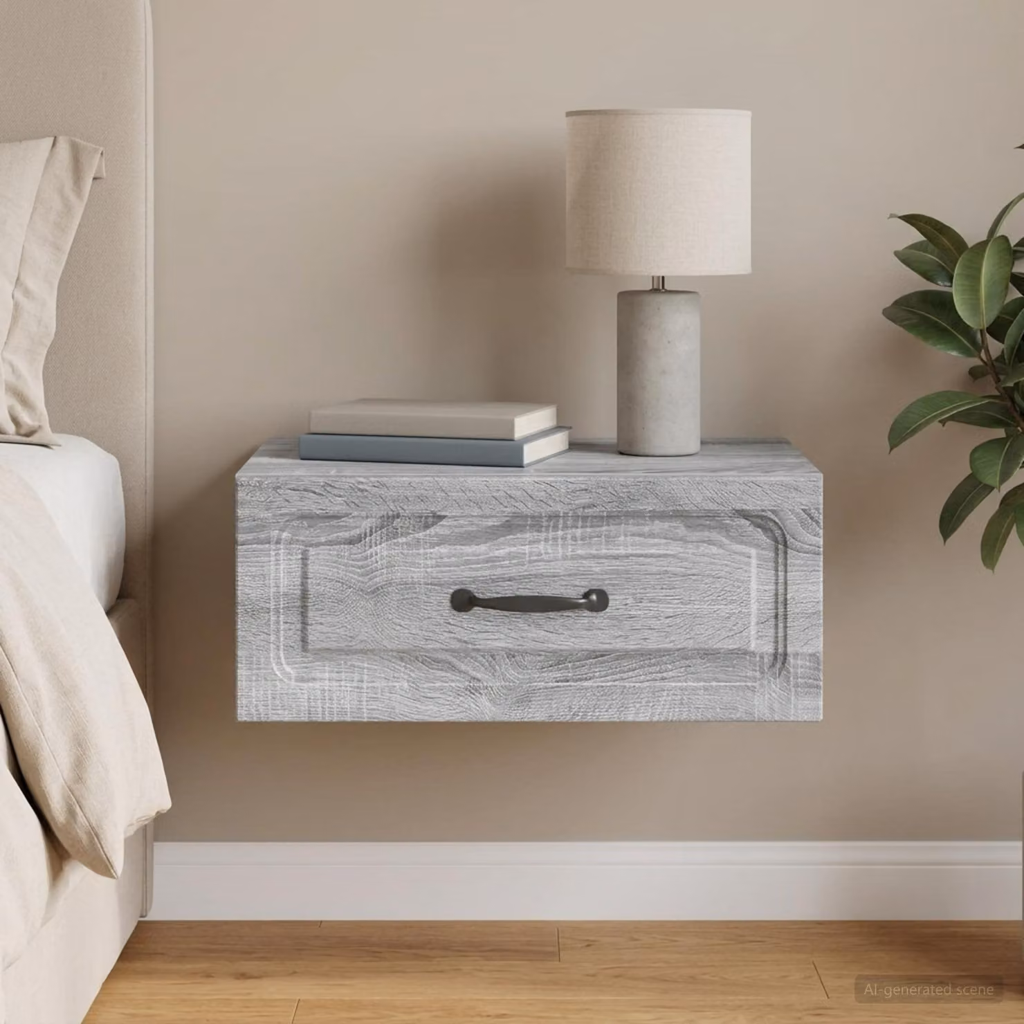 vidaXL Mobiletto da notte sospeso moderno Grigio Sonoma L 49 x P 34,5 x H 20 cm