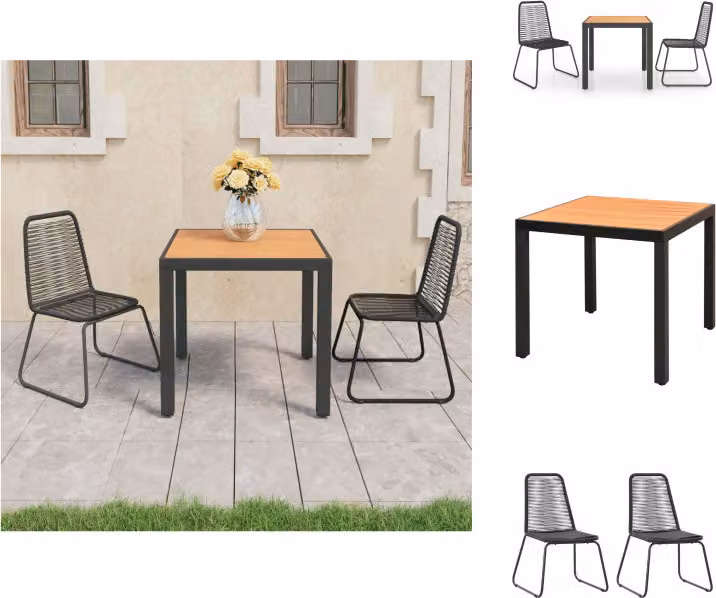 vidaXL Set da pranzo da giardino 3 pezzi in rattan PVC nero e marrone - Set di mobili da giardino