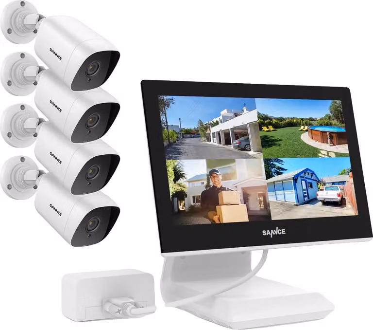 Sistema di telecamere di sicurezza, monitor LCD da 10,1", visione notturna 1080P Full HD, 4PCS 0TB
