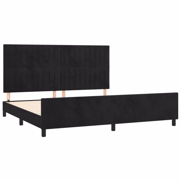 Giroletto senza Materasso Nero 200x200 cm in Velluto