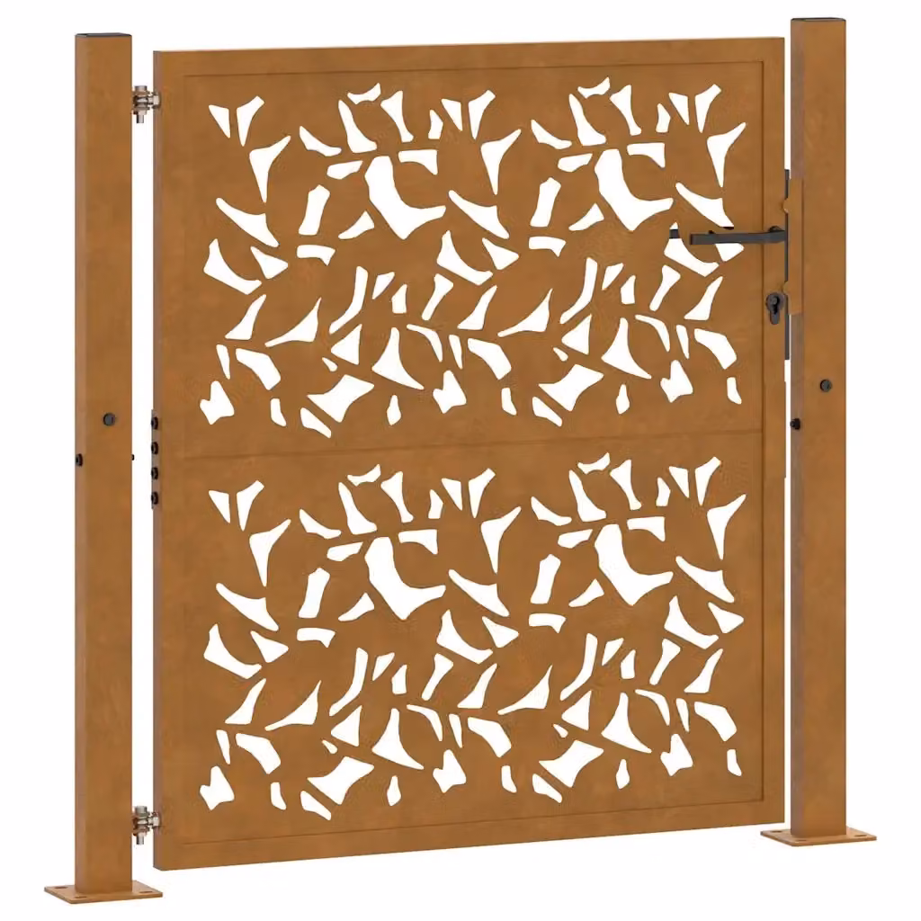 Cancello singolo da giardino vidaXL in acciaio color marrone L: 110 cm, H: 105 cm, P: 10 cm – 2