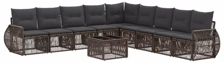 Set Divano da Giardino 10 pcs Grigio e Grigio Scuro polyrattan