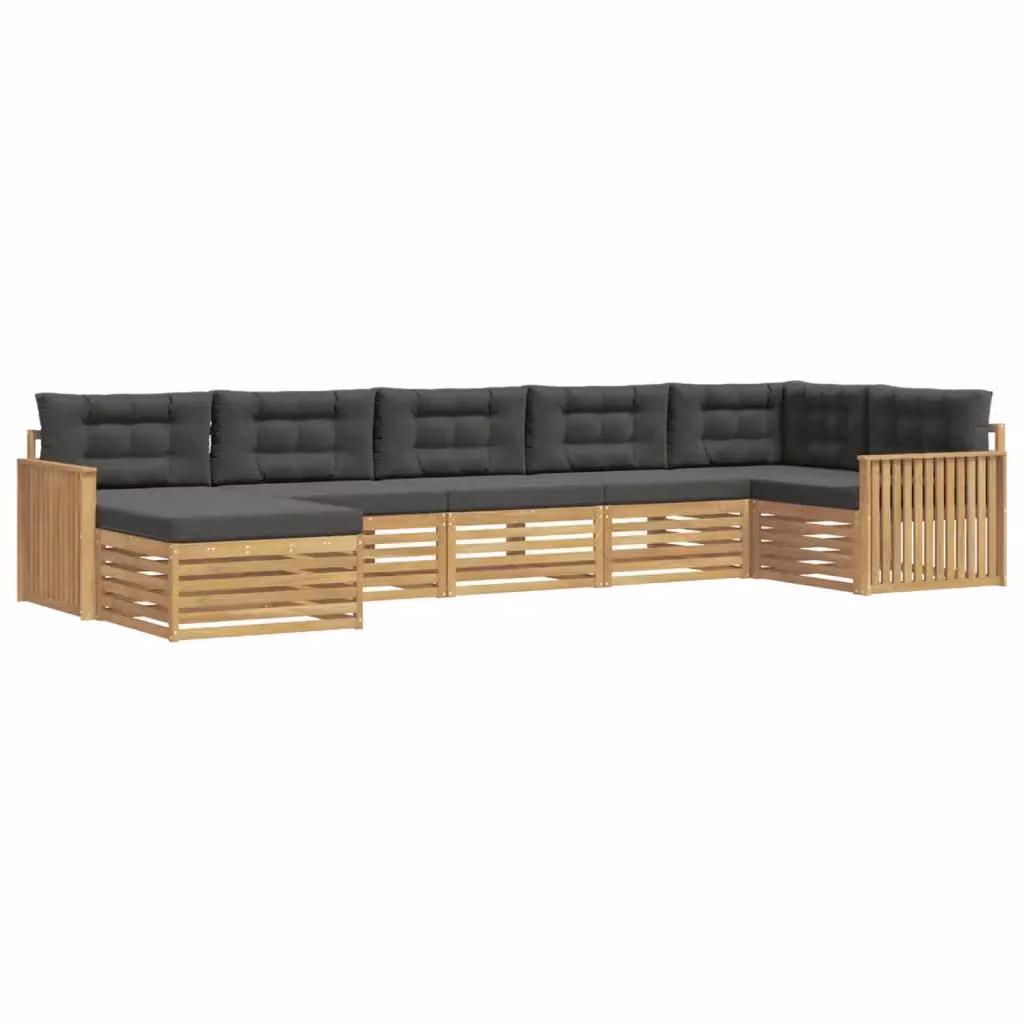 Set di divani da esterno a L vidaXL in legno di acacia con 7 pezzi, colore bianco e antracite – 2