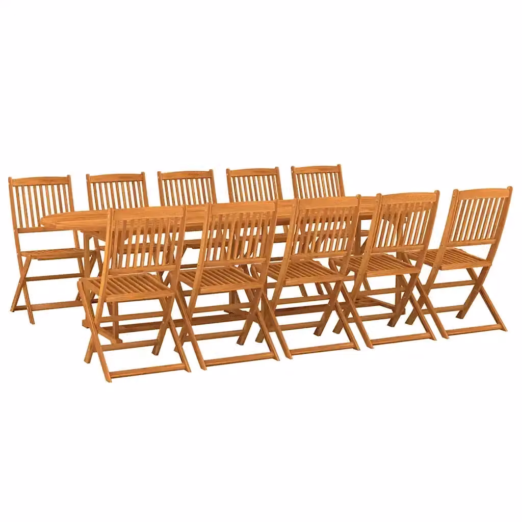 Set da pranzo da giardino vidaXL in legno di acacia massello marrone, 11 pezzi, L: 280 cm, P: 90 cm, H: 75 cm – 2