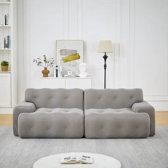 Divano 2 Posti Cloud con Braccioli Larghi ¨C Xylo ¨C Grigio, Tessuto, Design Moderno
