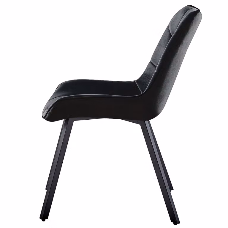 Sedie in velluto Sedie in tessuto Sedie imbottite Sedie da sala da pranzo Sedie da cucina in velluto Gambe in metallo , Colore:Nero;Quantità:4 pezzi.