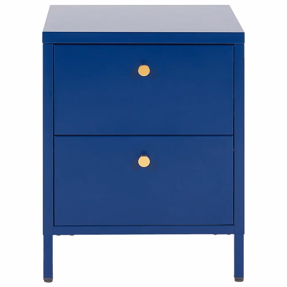 Comodino in metallo blu design industriale BELIANI con 2 cassetti per camera da letto L/P/H: 43 x 40 x 55 cm – 2