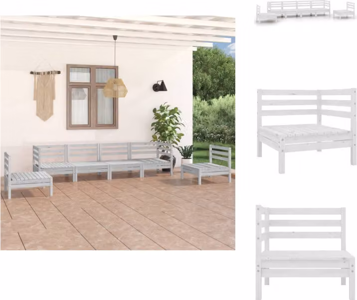 vidaXL Set di 6 pezzi da giardino in pino massiccio bianco - Set di mobili da giardino