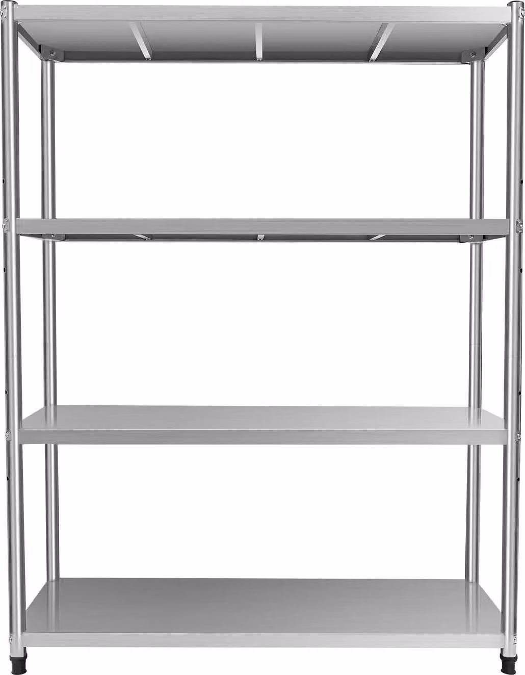 Scaffale da cucina - Scaffale a 4 ripiani - Acciaio inossidabile - Elevata capacità di carico - Indipendente - Non pieghevole - Argento