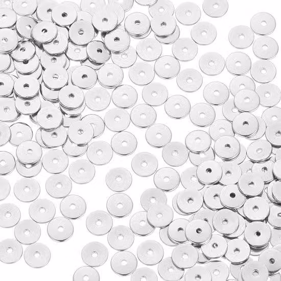 Collane con distanziatori in acciaio - Collane con piastrine rotonde - Creazione di gioielli - Distanziatori lucidati - Diametro 6 mm, confezione da 200 pezzi