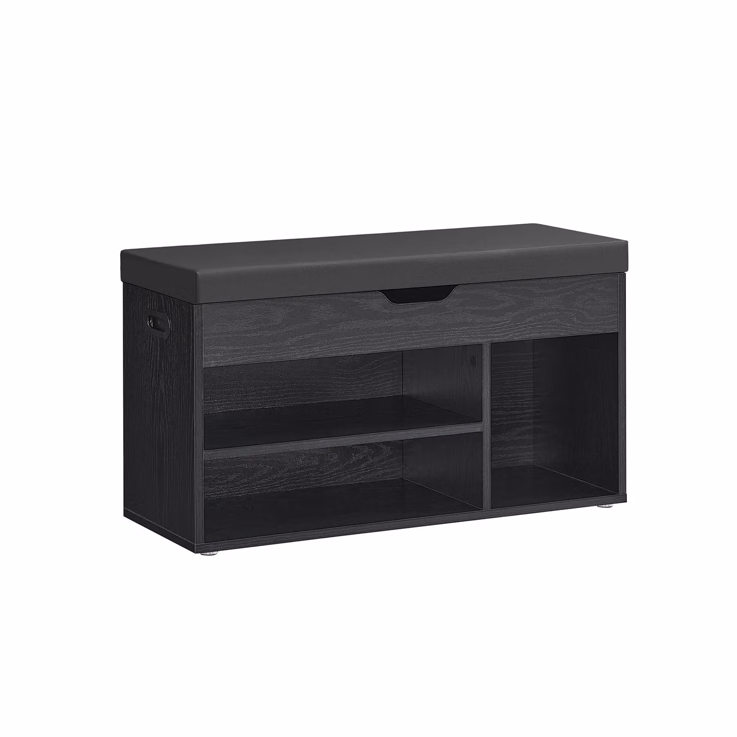 Panca Scarpiera Contenitore con Cuscino Imbottito, Nero Ebano / 80l cm