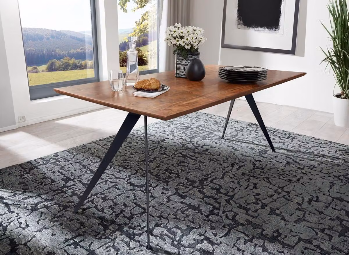 Tavolo da pranzo 200x100 cm "Nagpur" Acacia e ferro nero