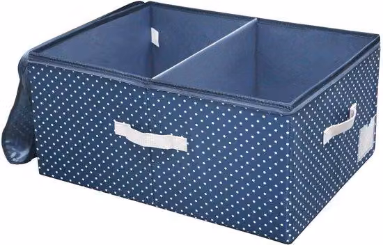 Ibenzoa® Contenitore pieghevole con coperchio, 60 litri (54x42x26 cm) – Blu navy, nylon con rinforzi in plastica, chiusura a zip e divisorio regolabile