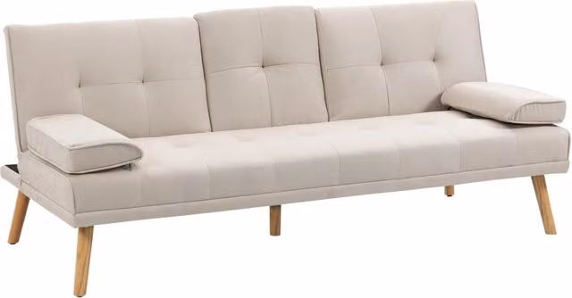 Divano letto 3 posti ¨C zephmum ¨C beige, tela, 181x77x78 cm