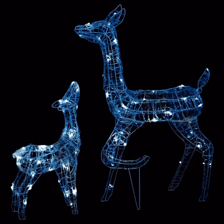 Famiglia di Renne di Natale 160 LED Bianco Freddo in Acrilico